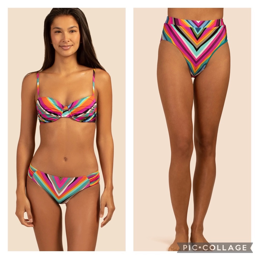 Trina Turk Louvre Under Wire Bikini Top & Hire Waist Bikini Bottoms Size 10